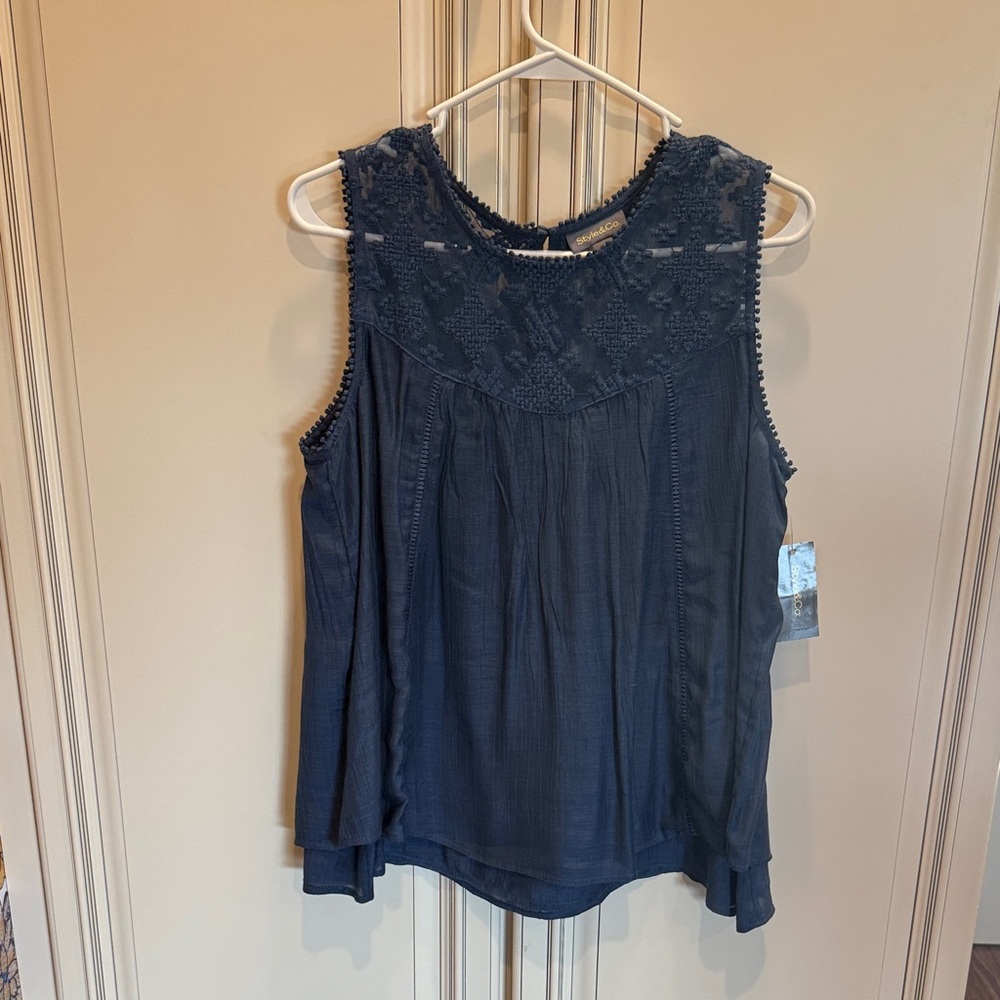 Style & Co. Navy Lace Tank Top